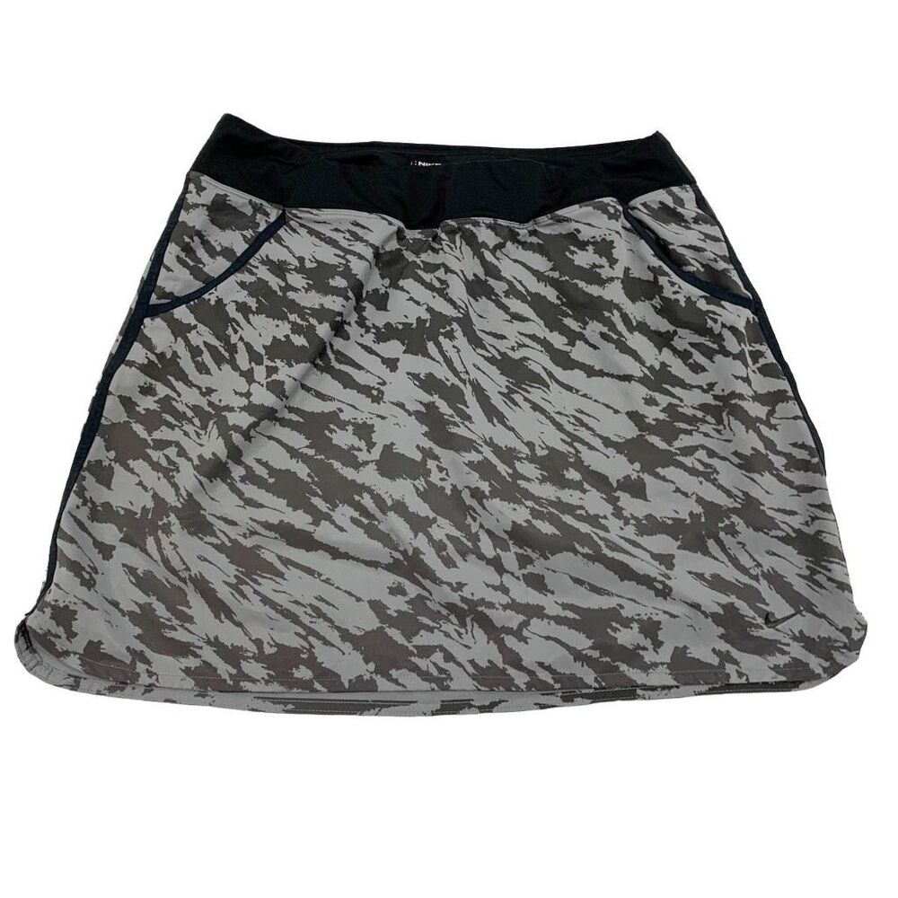 Nike Sz M Active Skort Skirt Dri Fit Golf Tennis zip Pockets Shorts camo black